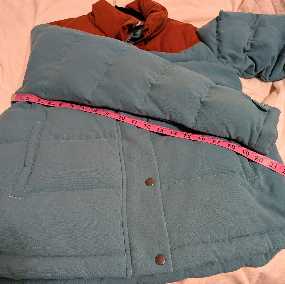 Women's Patagonia Bivy Down Coat Jacket Size Medium Blue Mushroom Puffer - Picture 13 of 16